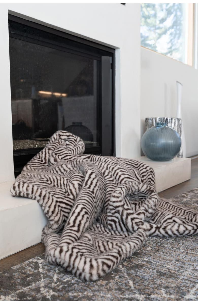 Sea To Me Blankets San Diego Safari Plush Faux Fur Throw Blanket, Alternate, color, Zebra