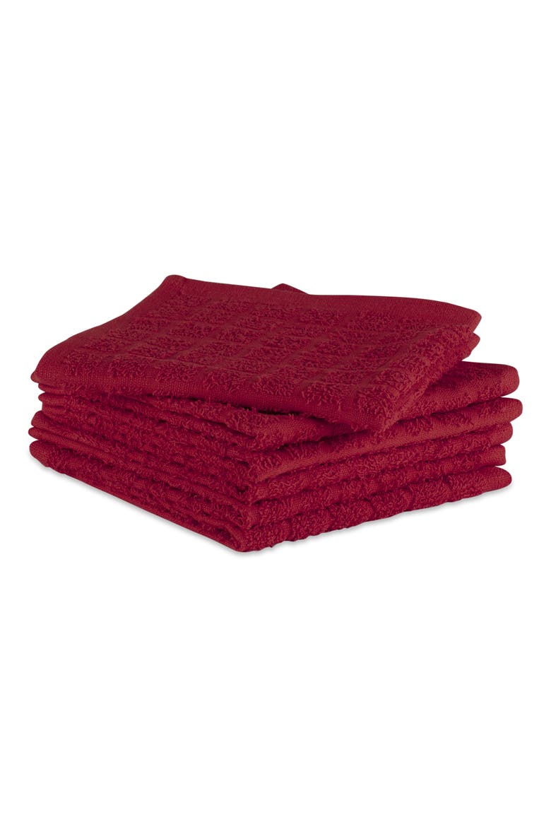 Terry Windowpane Combo Dishcloth Set/6, Alternate, color, Wine