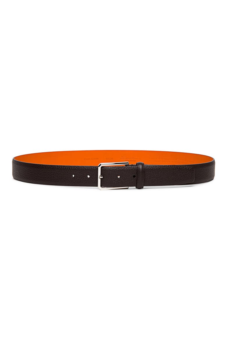 Leather Belt, Main, color, BROWN