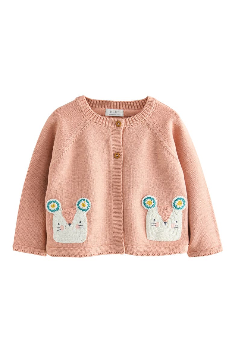 Kids' Mouse Pocket Cardigan, Main, color, PINK