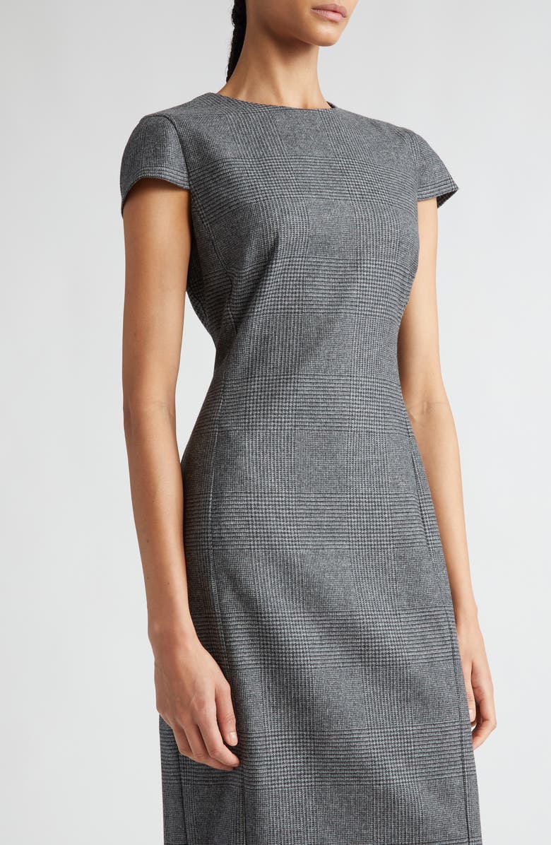 Max Mara Liegi Glen Plaid Cap Sleeve Dress, Alternate, color, 