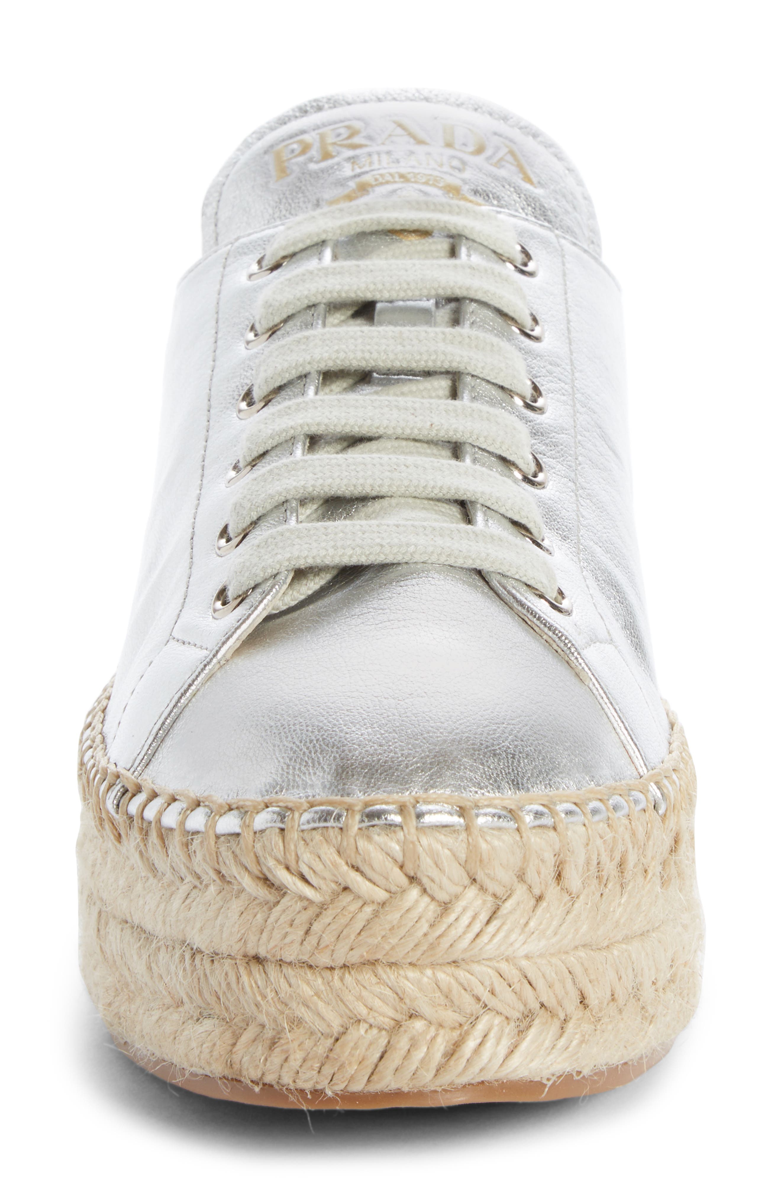 Prada Platform Espadrille Sneaker, Alternate, color, 