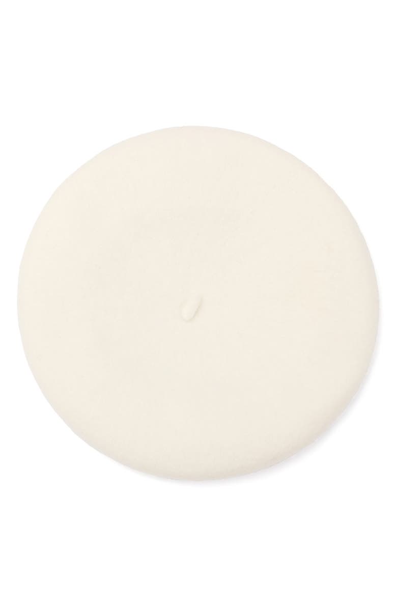 Kate Spade New York Faux Pearl Bow Beret, Alternate, color, Cream