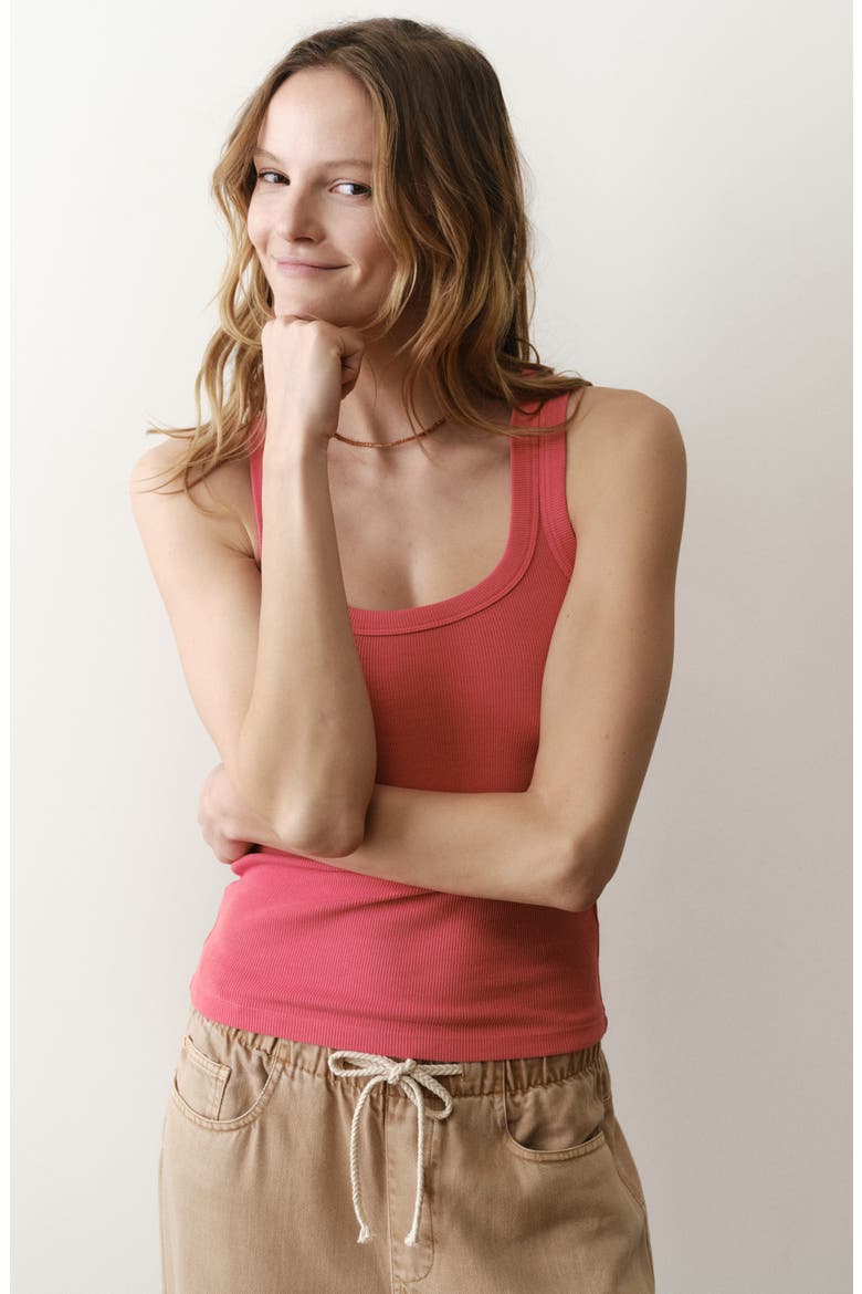 Lexi Scoop Neck Rib Tank, Alternate, color, BRIGHT ROSE