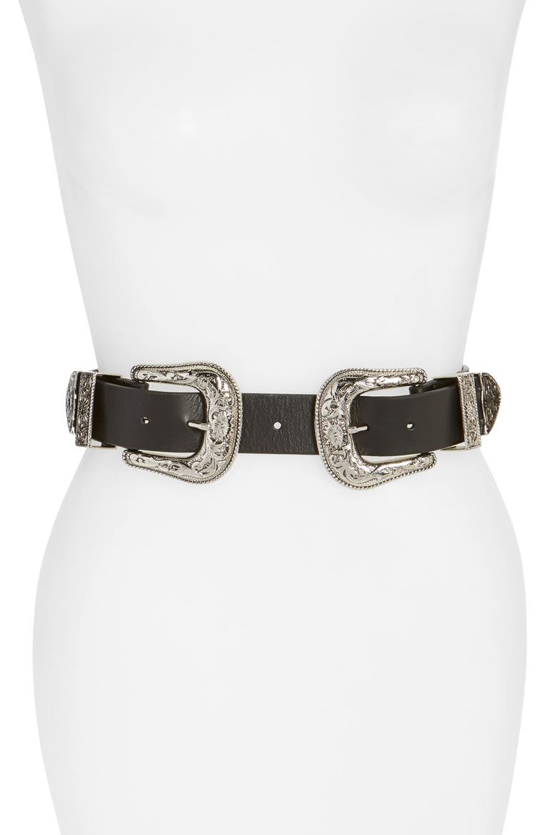 Bri Bri Waist Belt, Main, color, BLACK/ SILVER