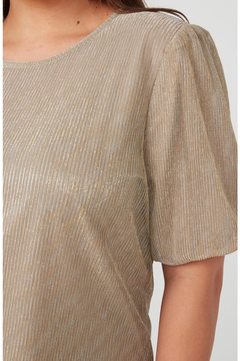 Maxime Metallic Plissé Layered Top, Alternate, color, GOLD