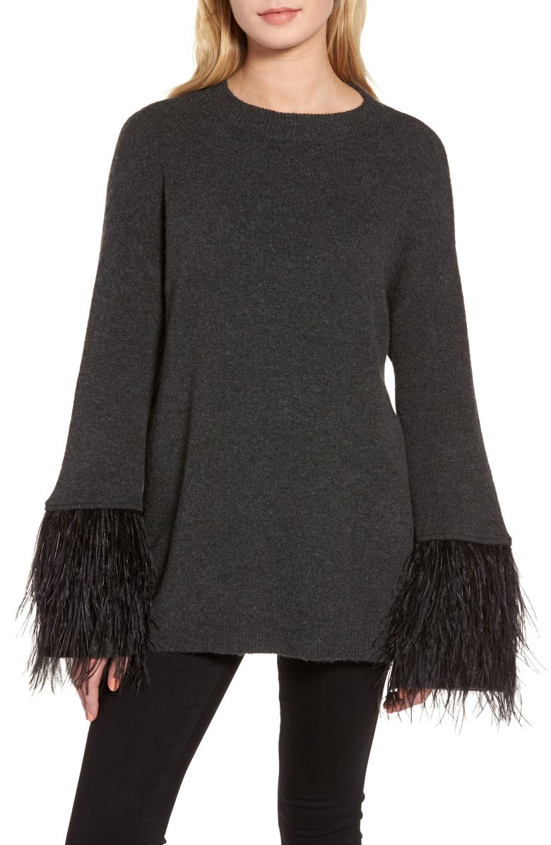 Chelsea28 Feather Trim Sweater, Main, color,
