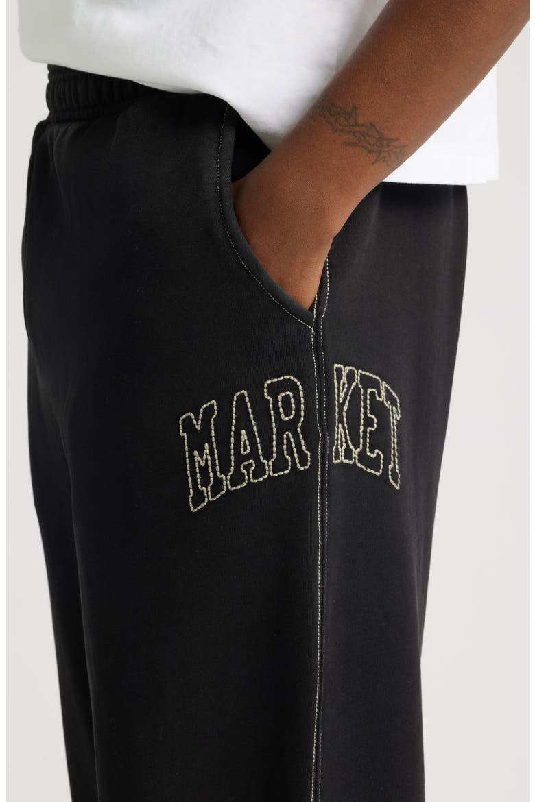 Big Stitch Open Leg Sweatpants, Alternate, color, BLACK