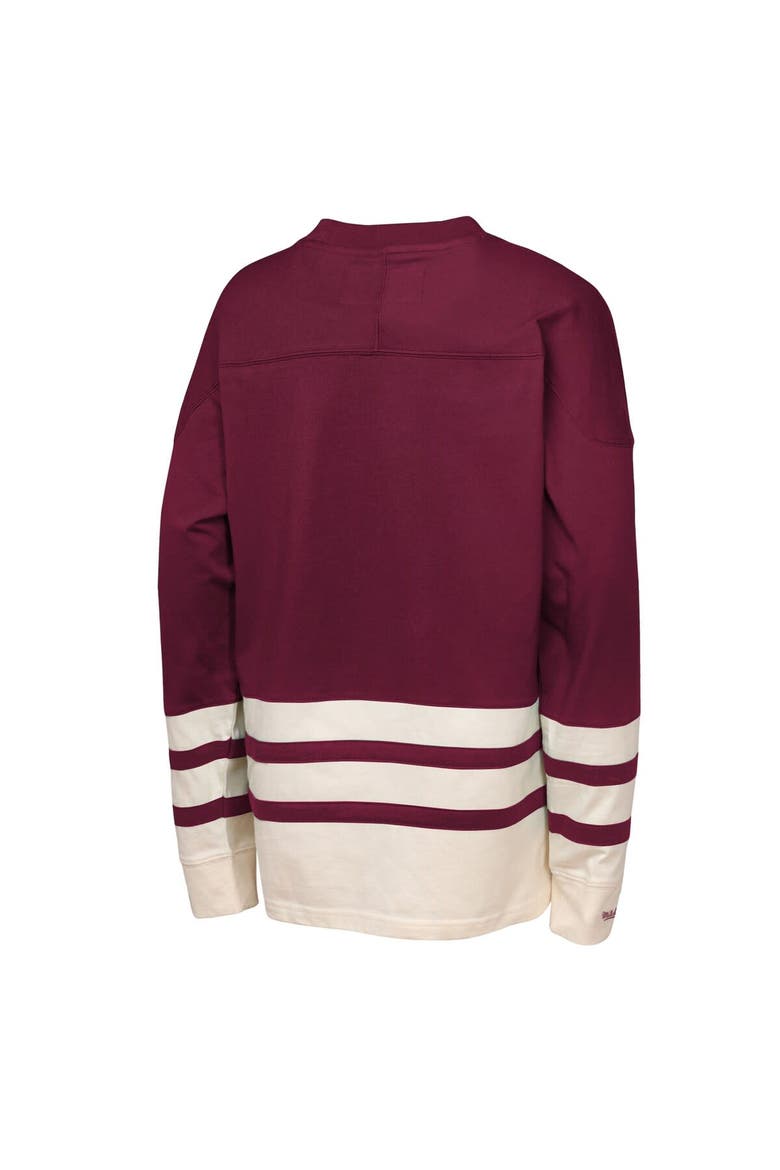 Youth Mitchell & Ness  Burgundy Colorado Avalanche Chainstitch Heavyweight Long Sleeve Top, Alternate, color, Burgundy