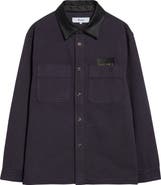 PALMES Leather Collar Twill Overshirt