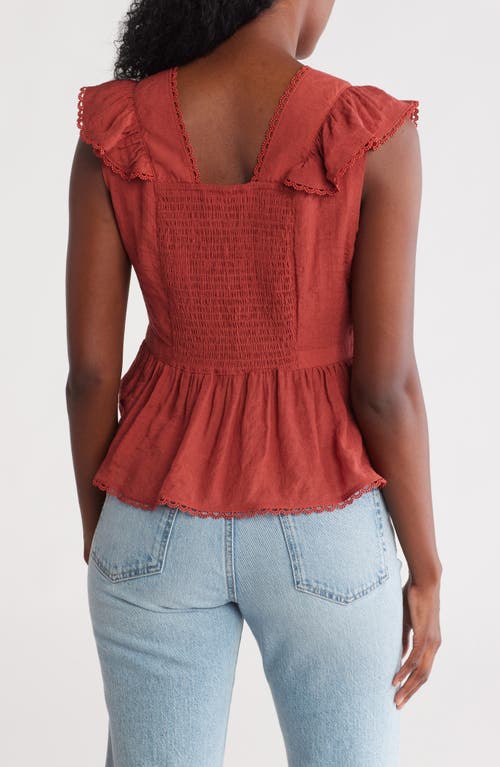 Nanette Lepore Lace Trim V-neck Peplum Top