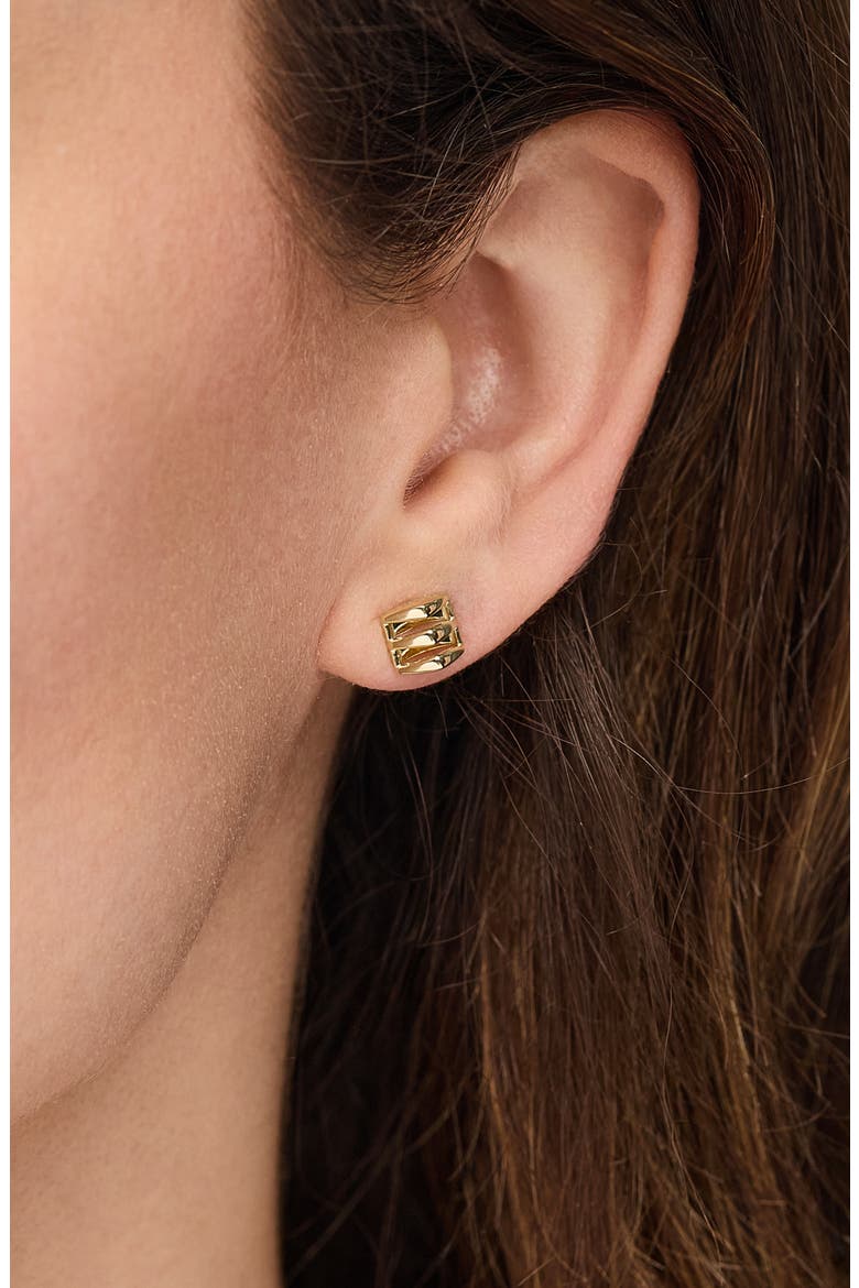 14K Gold Caged Stud Earrings, Alternate, color, 14K YELLOW GOLD