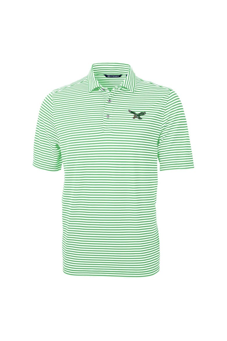 Men's Cutter & Buck Kelly Green Philadelphia Eagles  Virtue Eco Pique Stripe Recycled Polo, Alternate, color, Kelly Green