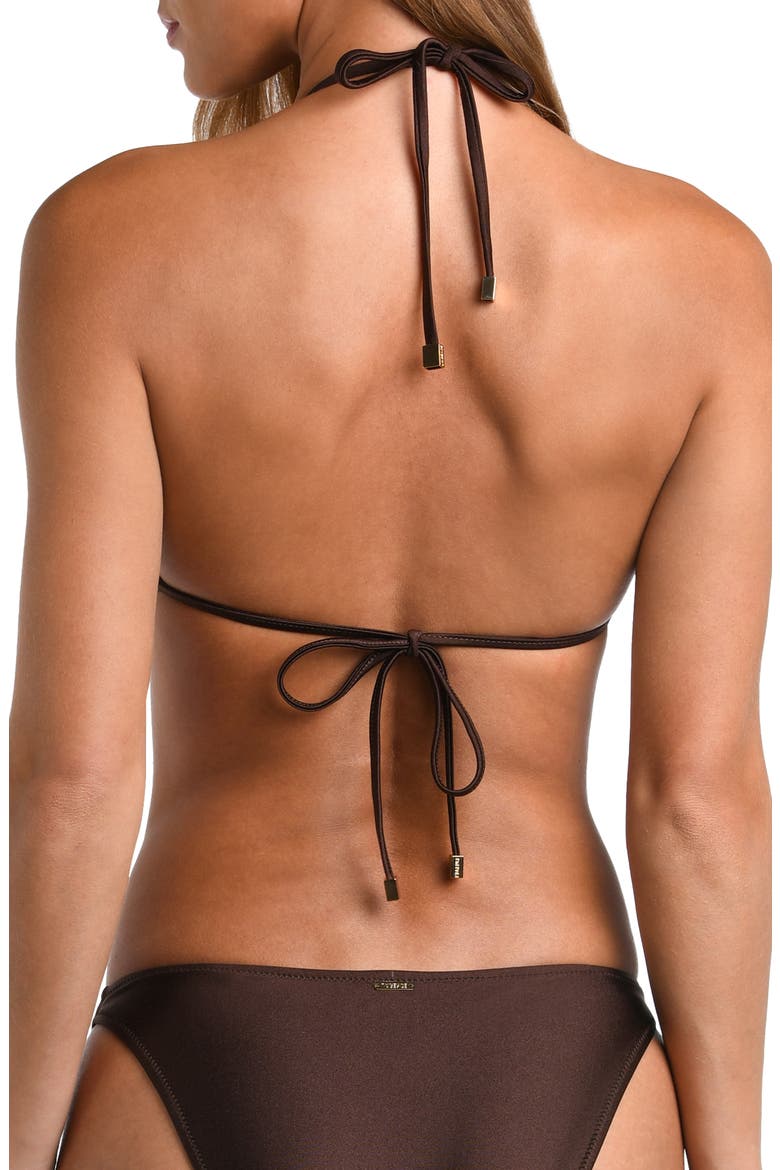 Annabelle ShimmerTriangle Bikini Top, Alternate, color, CHOCOLATE