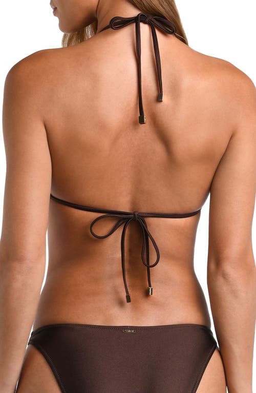 L Agence Annabelle Shimmer Triangle Bikini Top In Chocolate