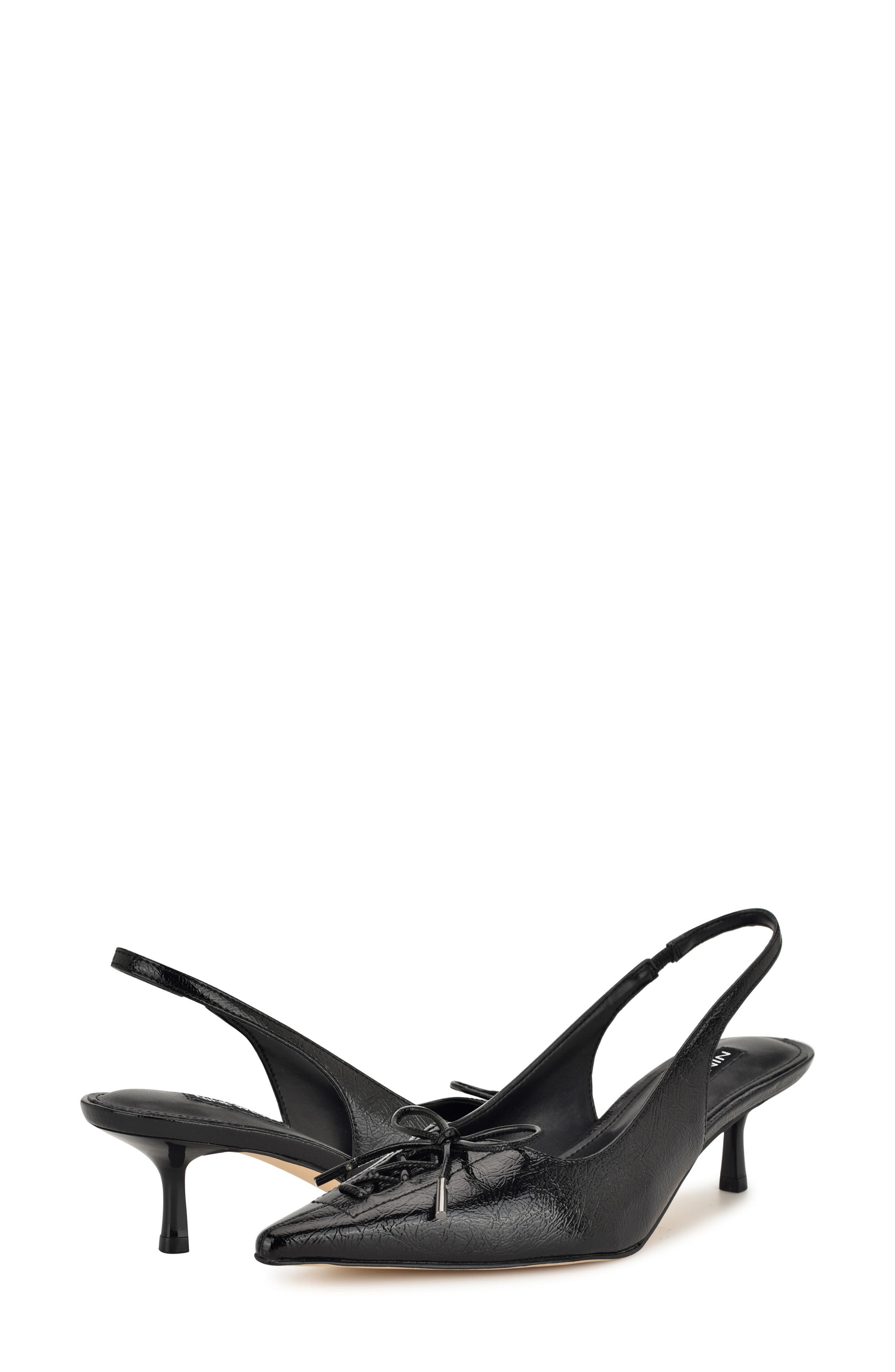 Nine West Anora Slingback Pointed Toe Pump, Alternate, color, Black