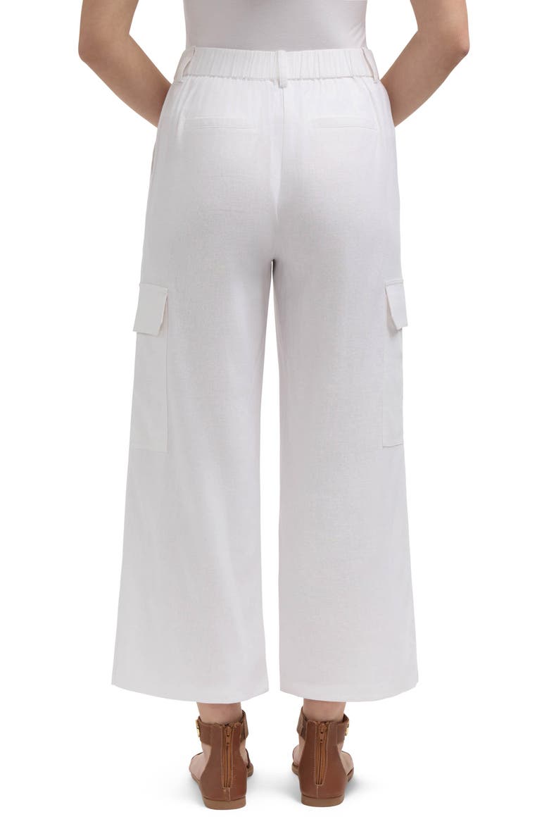 Wide Leg Linen Blend Cargo Pants, Alternate, color, WHITE