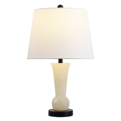 Eliza 23" Alabaster LED Table Lamp, Crystal Base