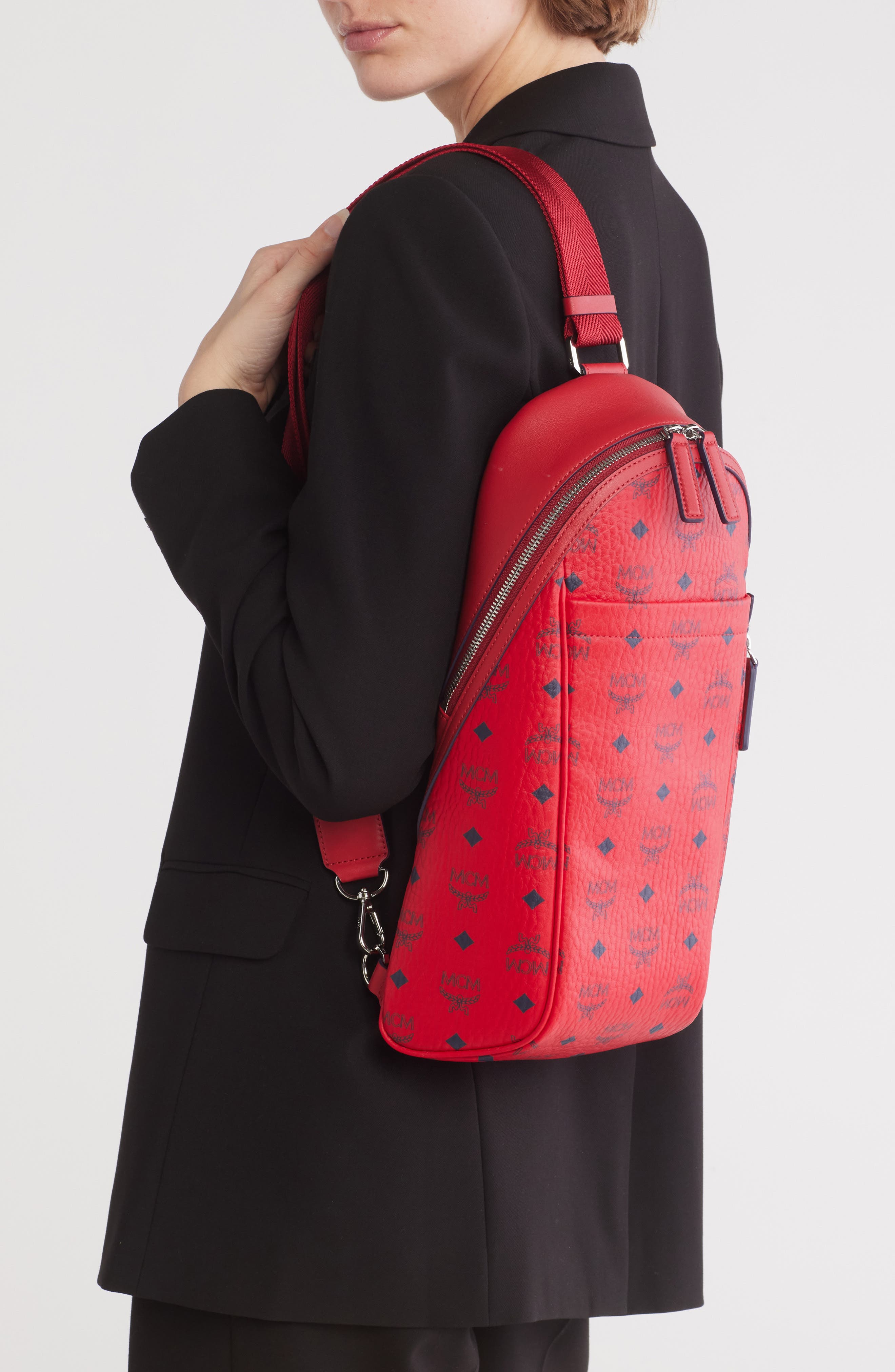 MCM Aren Visetos Sling Bag, Alternate, color, 