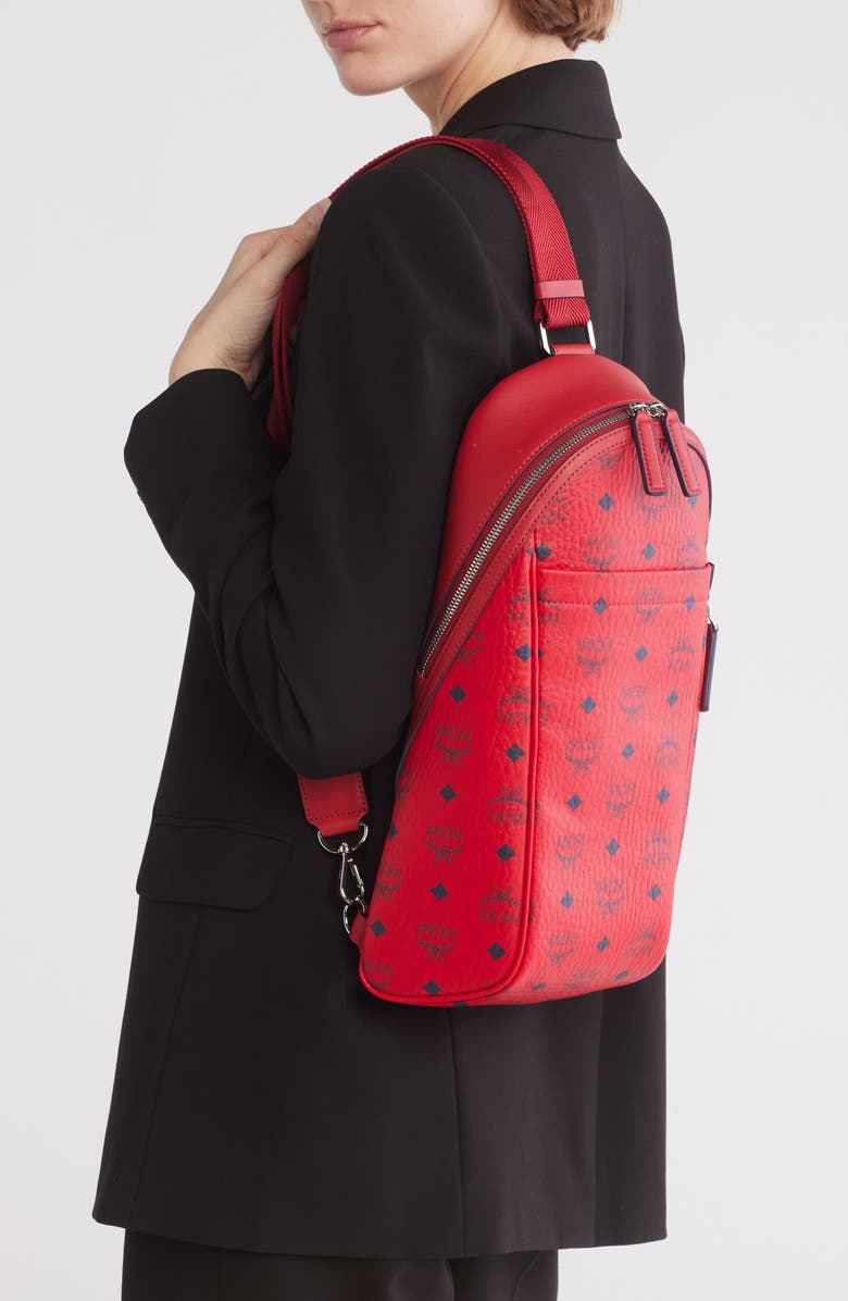 MCM Aren Visetos Sling Bag, Alternate, color,
