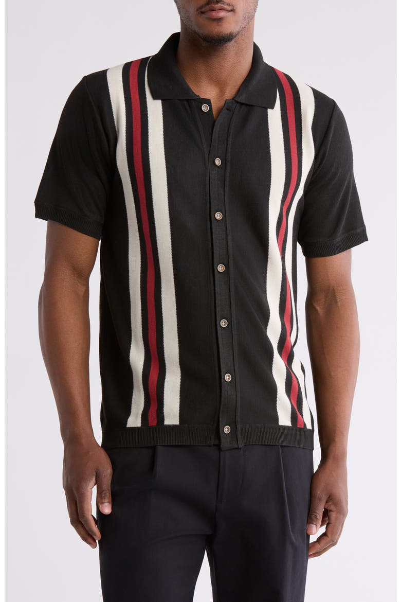 Slim Fit Sweater Knit Polo, Main, color, BLACK