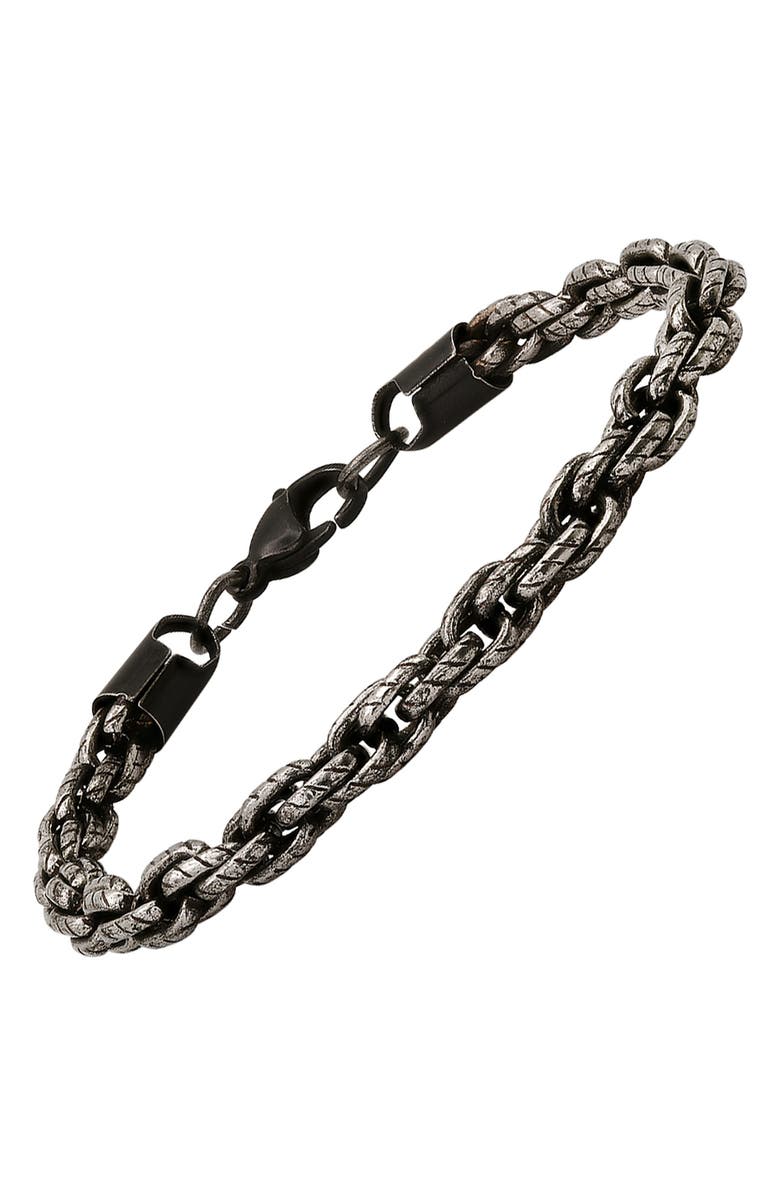 HMY JEWELRY Men's Oxidized Stainless Steel Chain Bracelet, Alternate, color, Oxidized