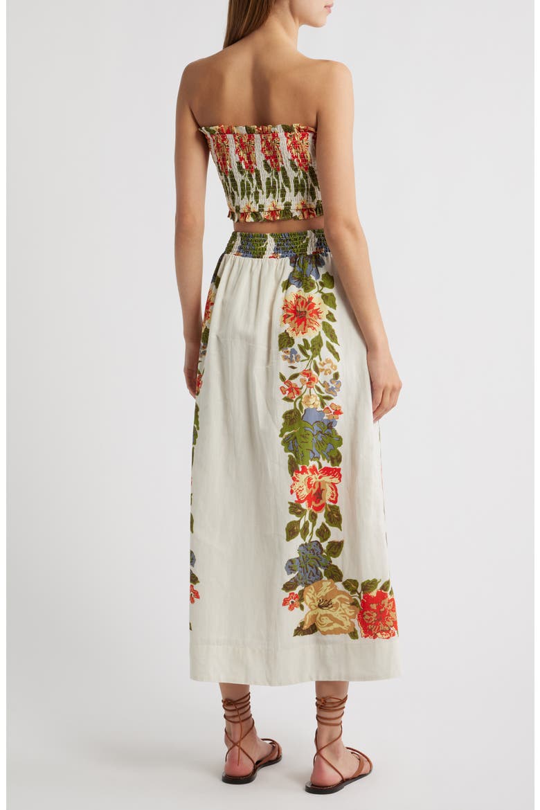 Ruby Floral Cotton & Linen Top & Midi Skirt Set, Alternate, color, JULIET PRINT