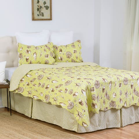 Calypso Shells Cotton Quilt Set  - Reversible and Machine Washable