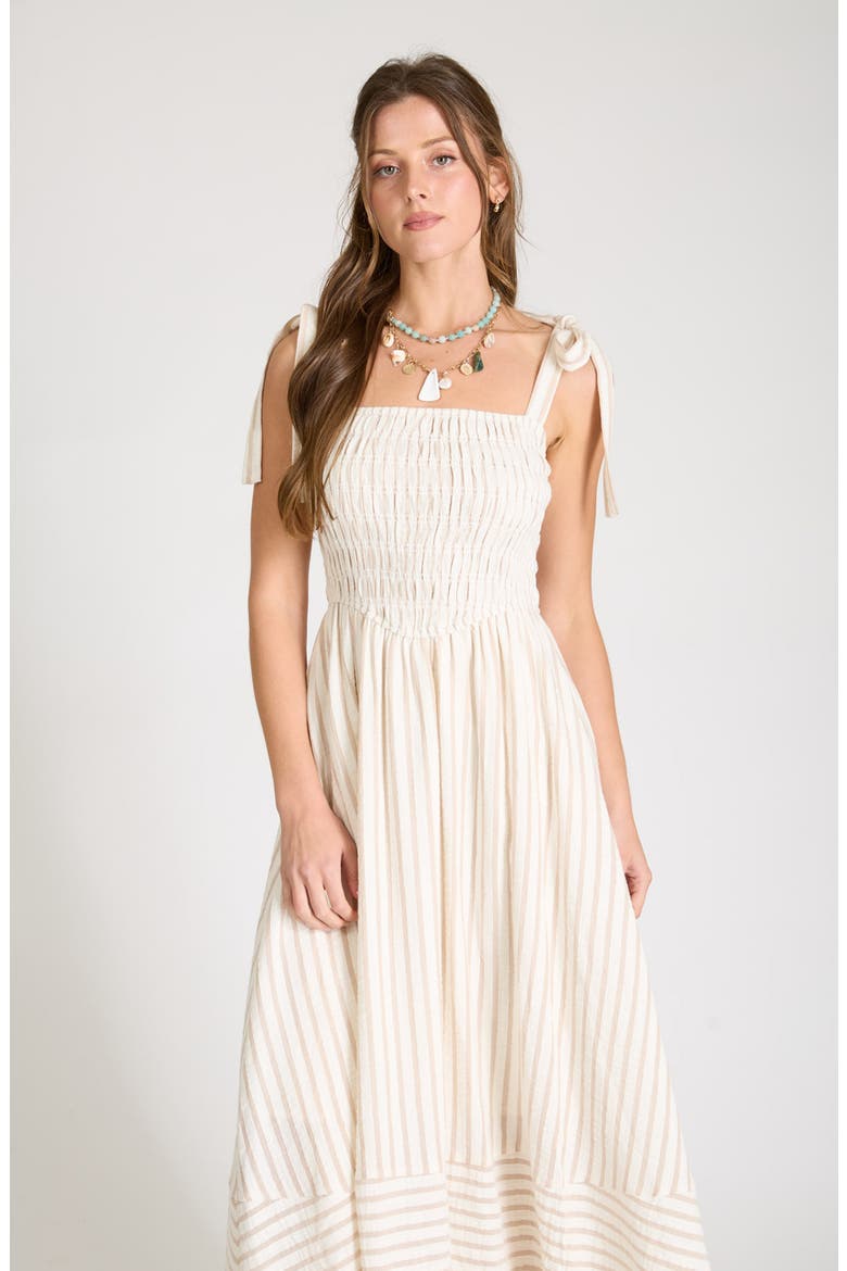Stripe Cotton Maxi Sundress, Alternate, color, LIGHT TAUPE