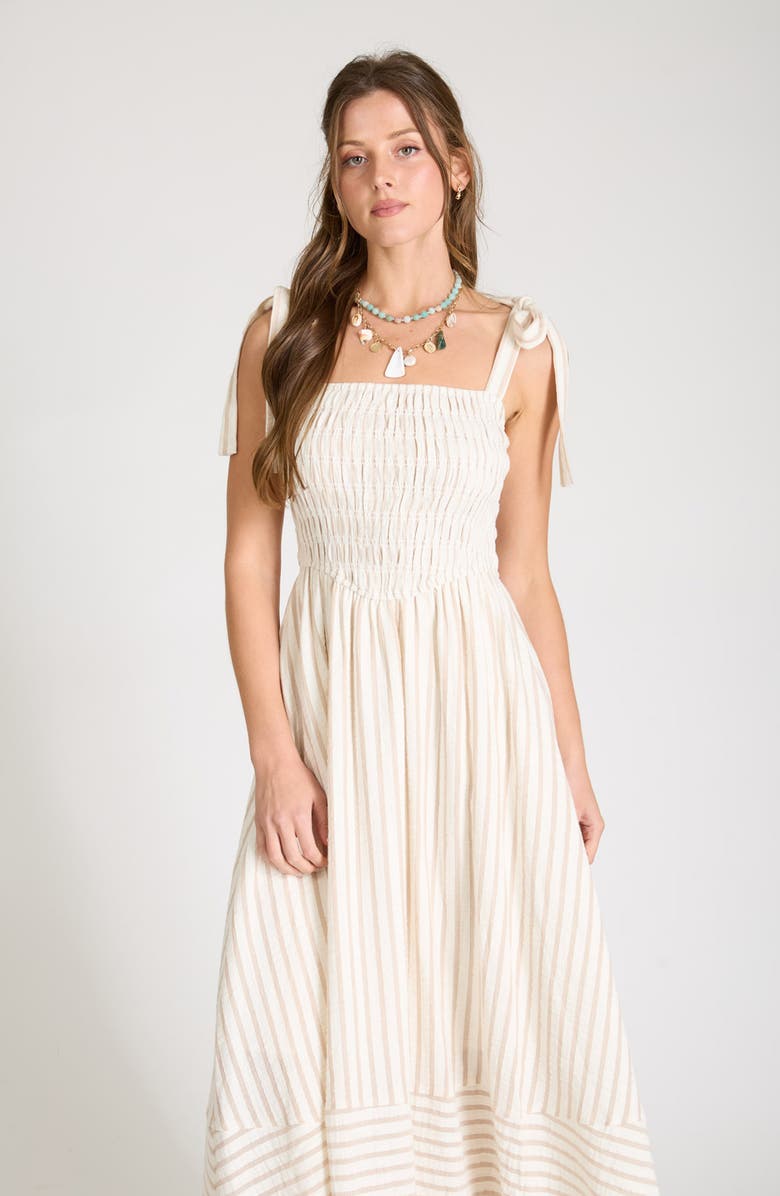Blu Pepper Stripe Cotton Maxi Sundress, Alternate, color, Light Taupe