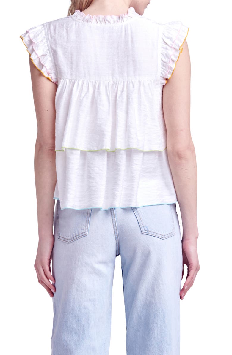 English Factory Colorblock Edge Tiered Top, Alternate, color, White Multi