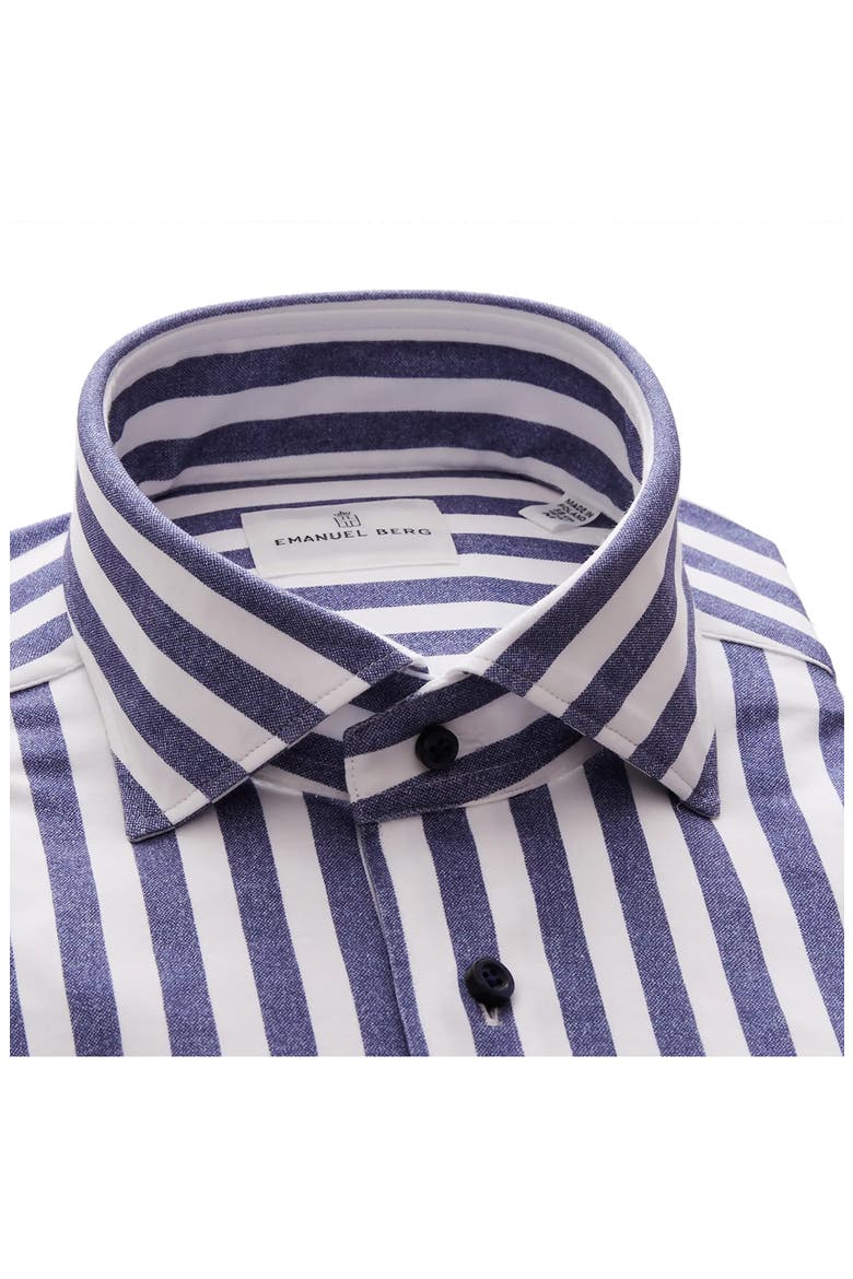 4Flex Modern Fit Stripe Knit Button-Up Shirt, Alternate, color, NAVY