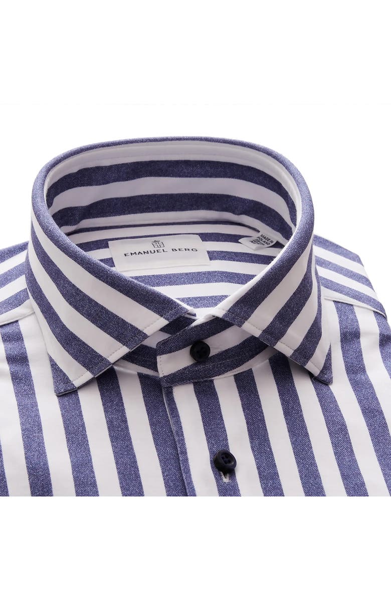 Emanuel Berg 4Flex Modern Fit Stripe Knit Button-Up Shirt, Alternate, color, 