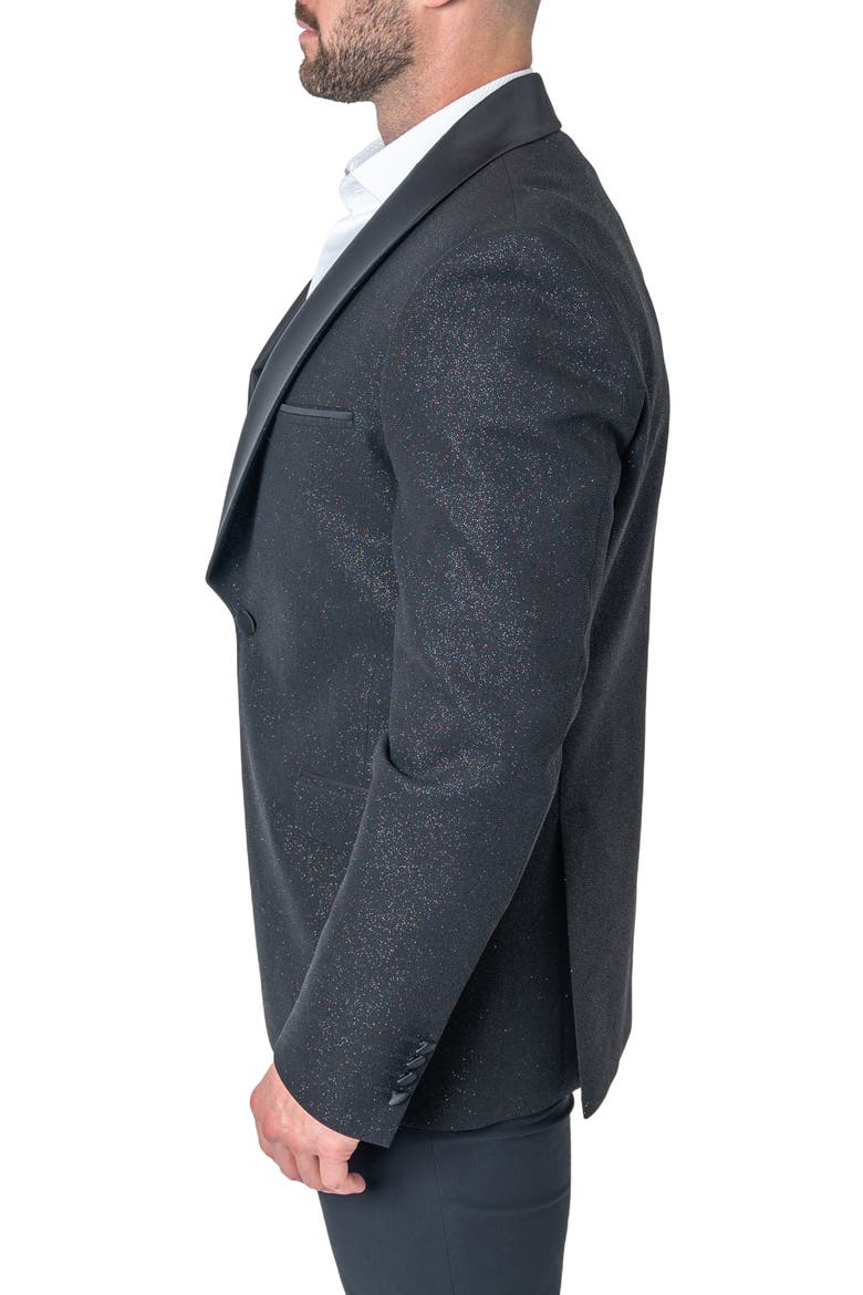 Ceremonial Black Glitter Shawl Collar Dinner Jacket, Alternate, color, BLACK
