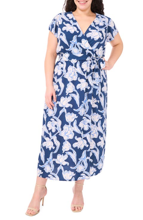 Floral Faux Wrap Maxi Dress (Plus)