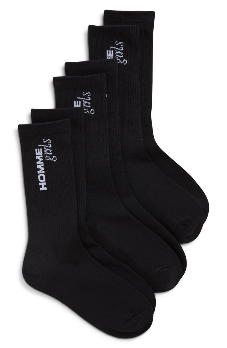 Hommegirls 3-Pack Logo Crew Socks, Main, color, Black