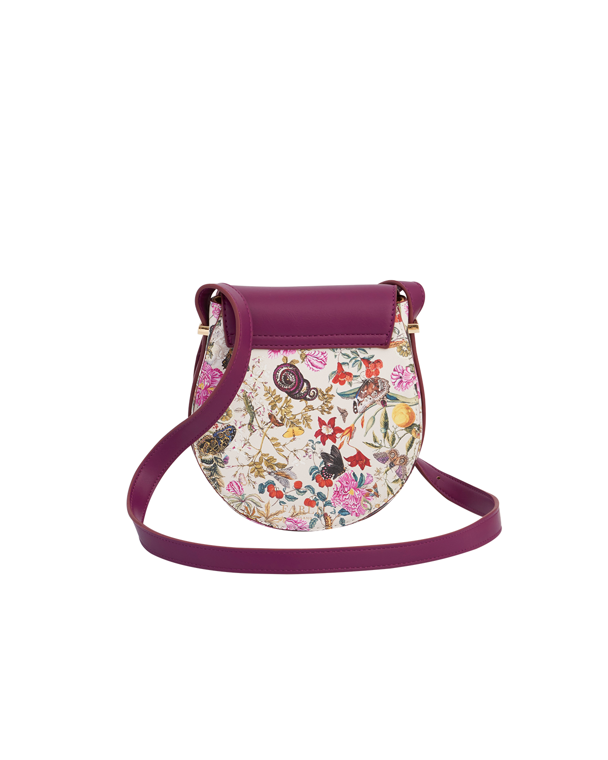 Fable England Floral Engravings Plum Saddle Bag, Alternate, color, Purple