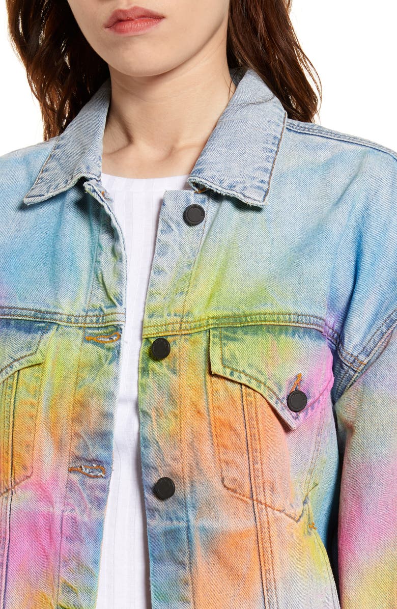 BLANKNYC Airbrushed Denim Trucker Jacket, Alternate, color, 
