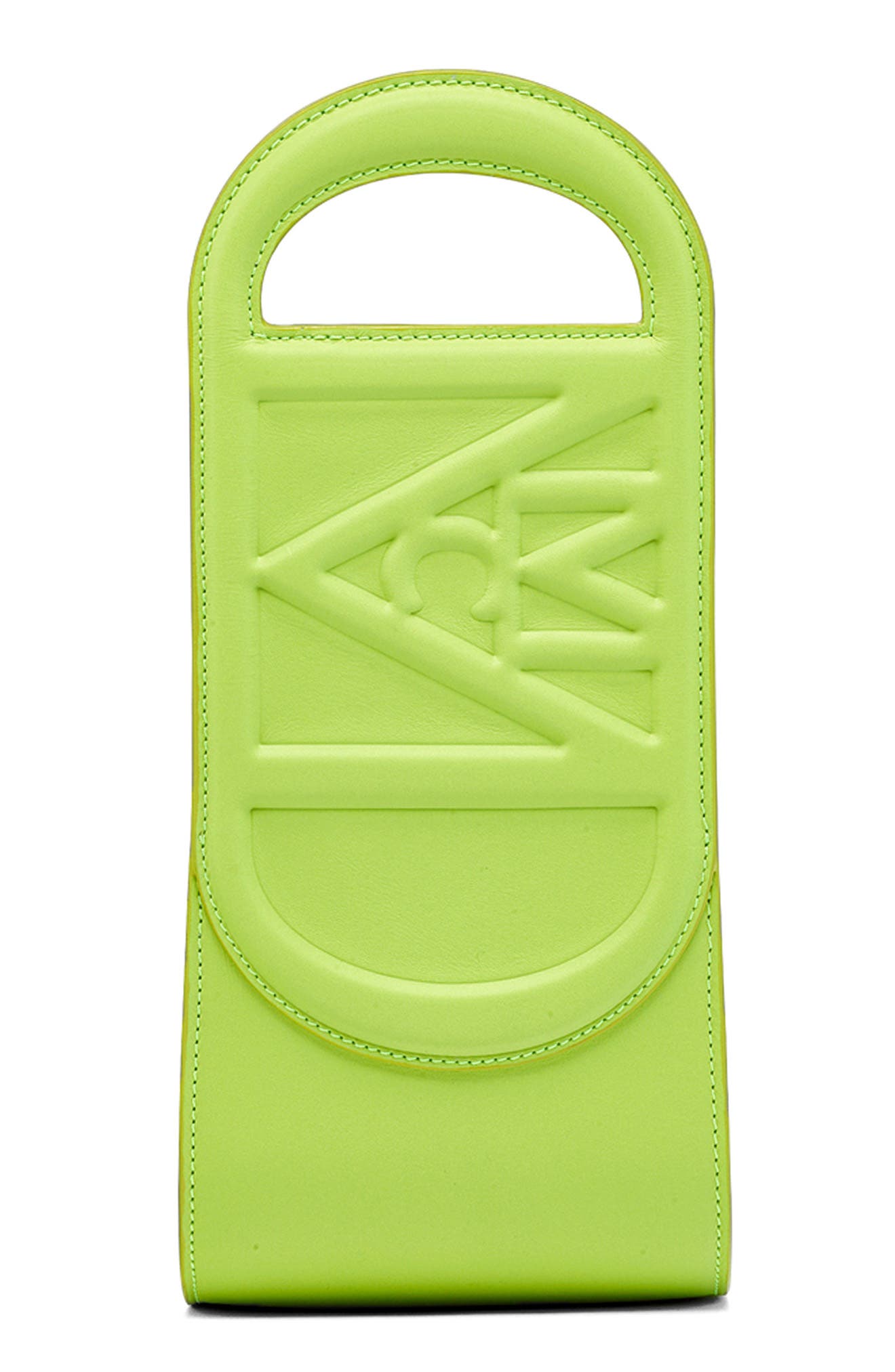 MCM Mini Mode Travia Leather Tote, Alternate, color, Acid Lime
