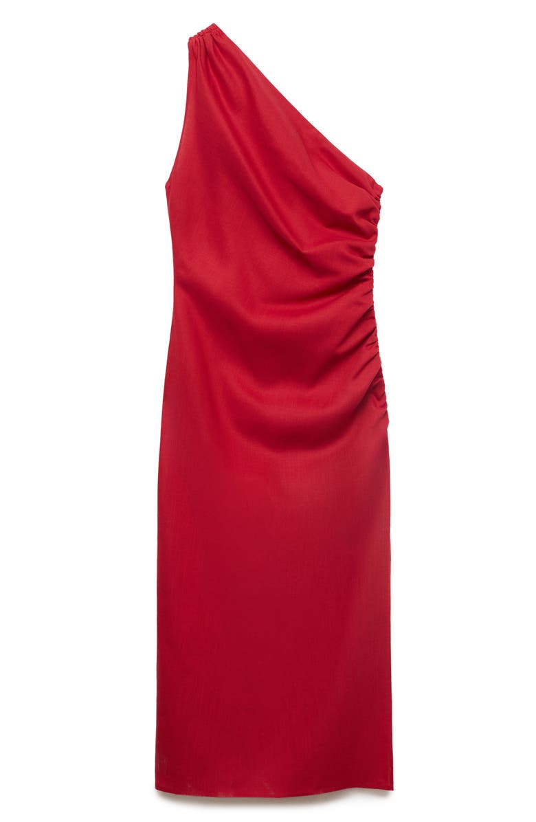MANGO Naty Ruched One-Shoulder Maxi Dress, Alternate, color, Red