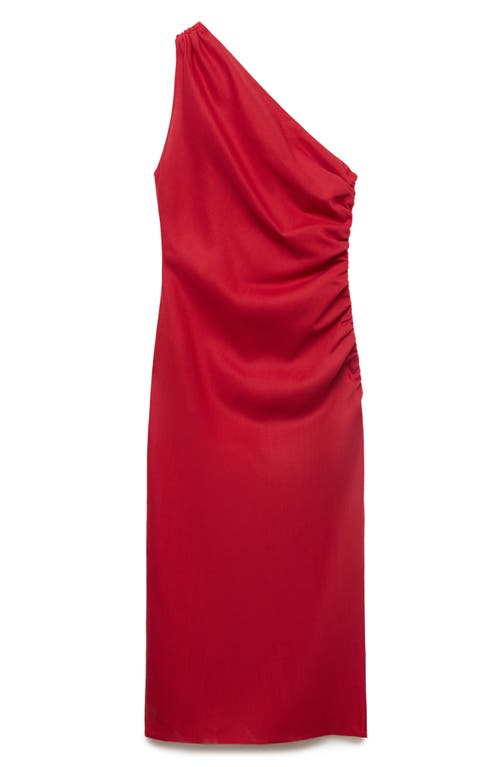 Mango Lyocell Dress With Asymmetrical Neckline Red In Red