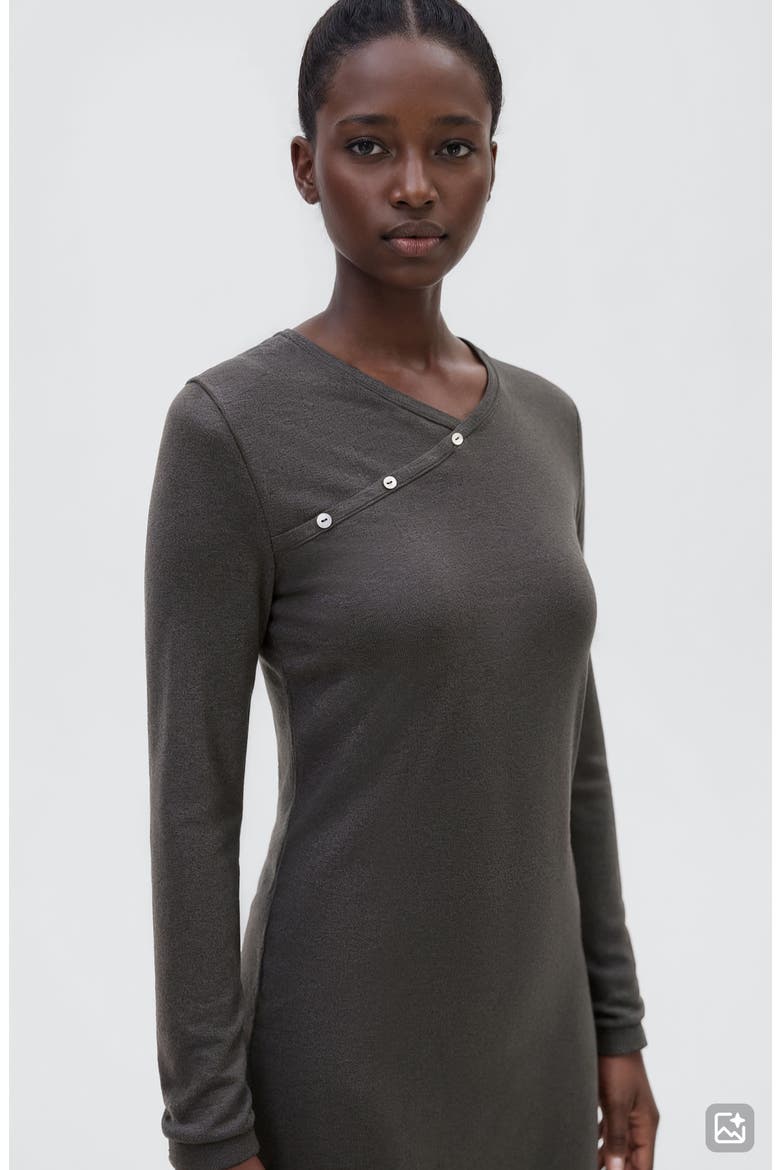 Long Sleeve Faux Wrap Maxi Dress, Alternate, color, DARK HEATHER GREY