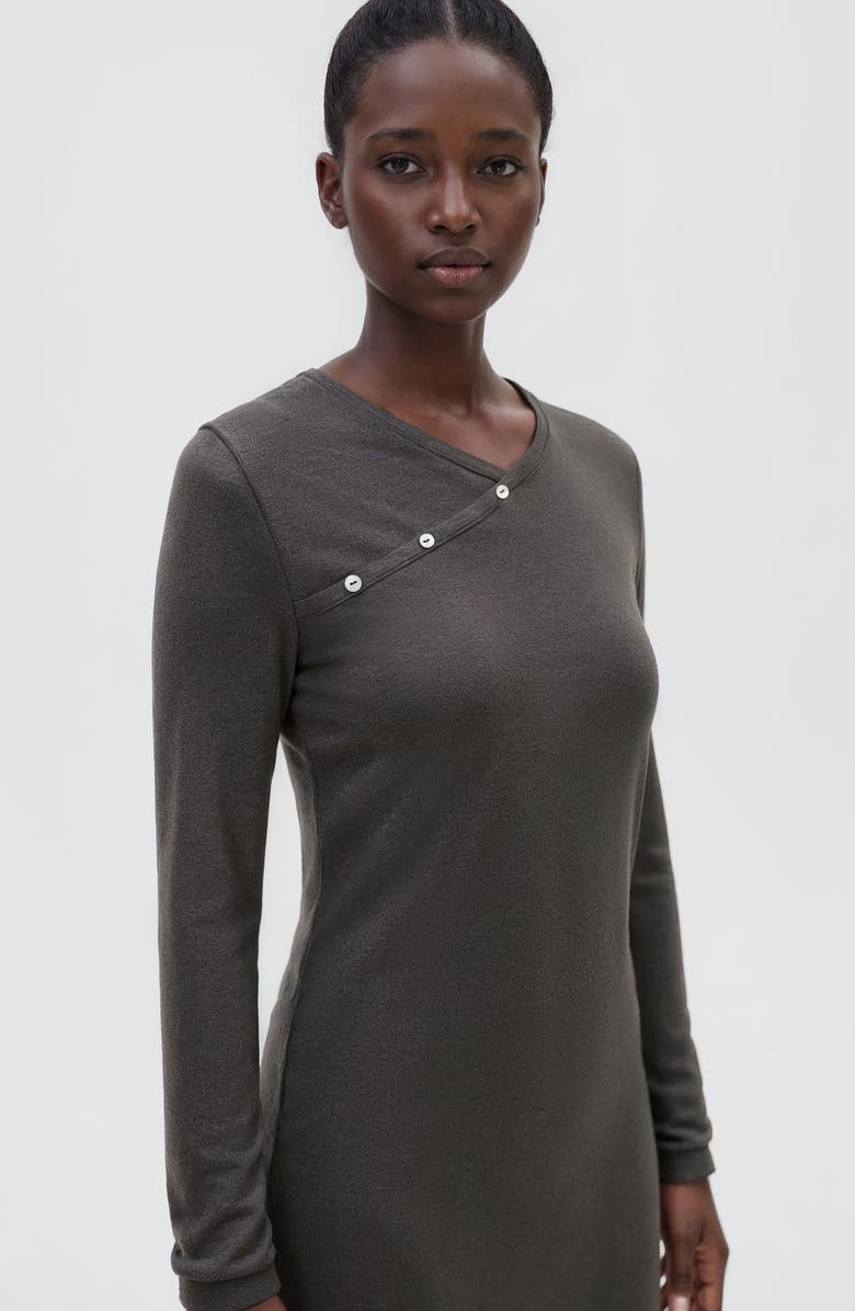 MANGO TEEN Long Sleeve Faux Wrap Maxi Dress, Alternate, color, Dark Heather Grey