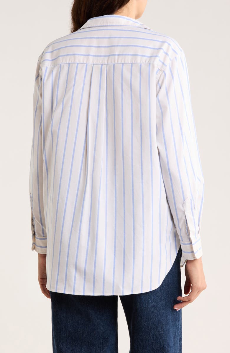 Frank & Eileen Boyfriend Cotton Button-Up Shirt, Alternate, color, Beige White Blue Stripe