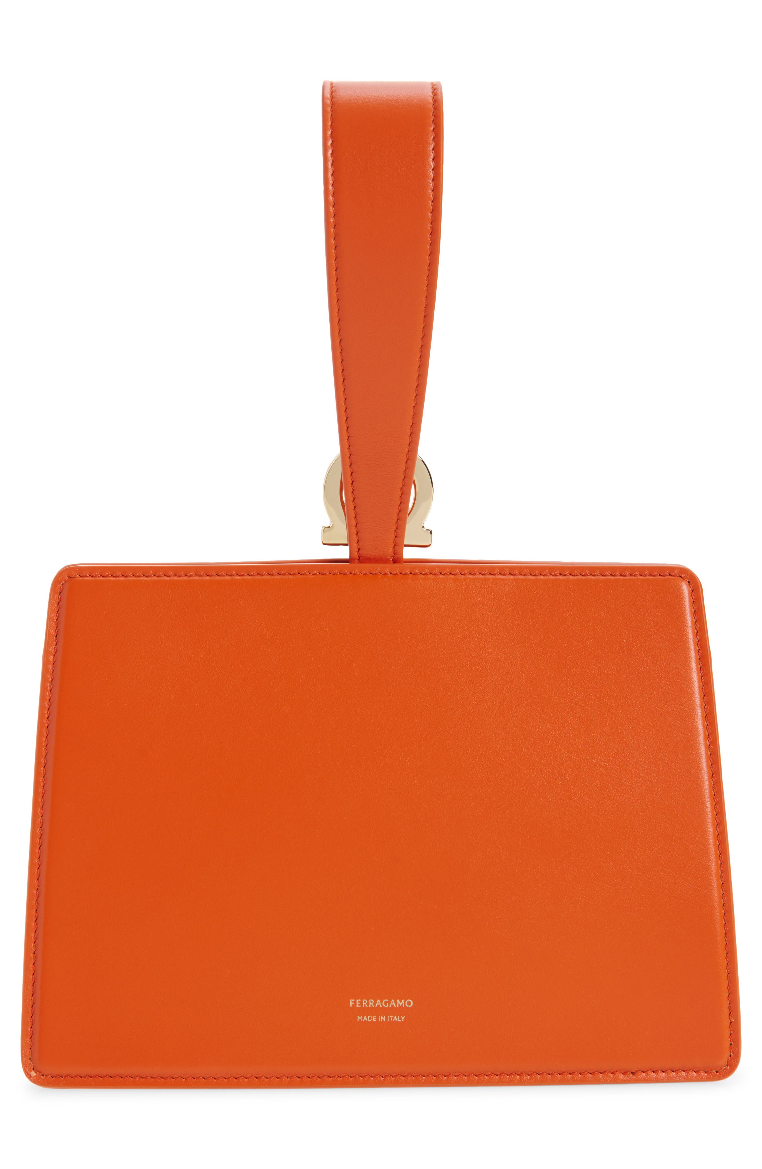Double Gancio Leather Mini Clutch, Alternate, color, LIGHT SIENA