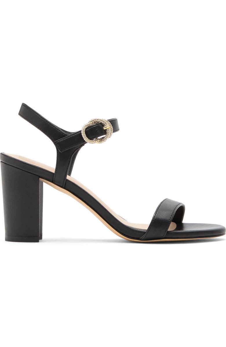 Stuart Weitzman Crystal Buckle 75 Block Heel Sandal, Alternate, color,