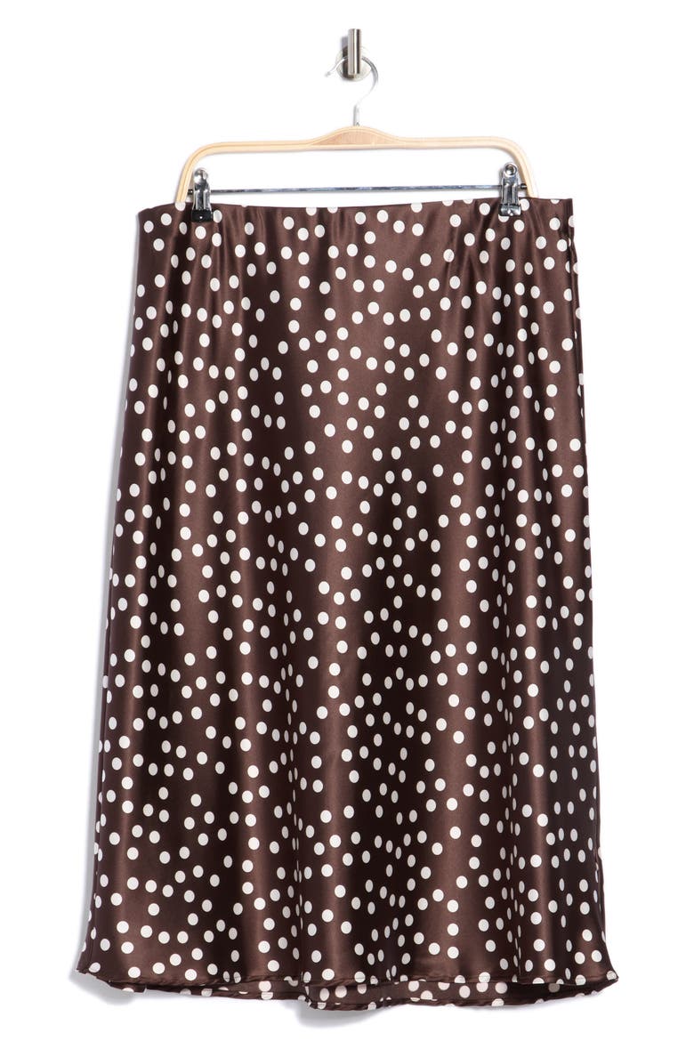 Polka Dot Print Maxi Skirt, Alternate, color, BROWN