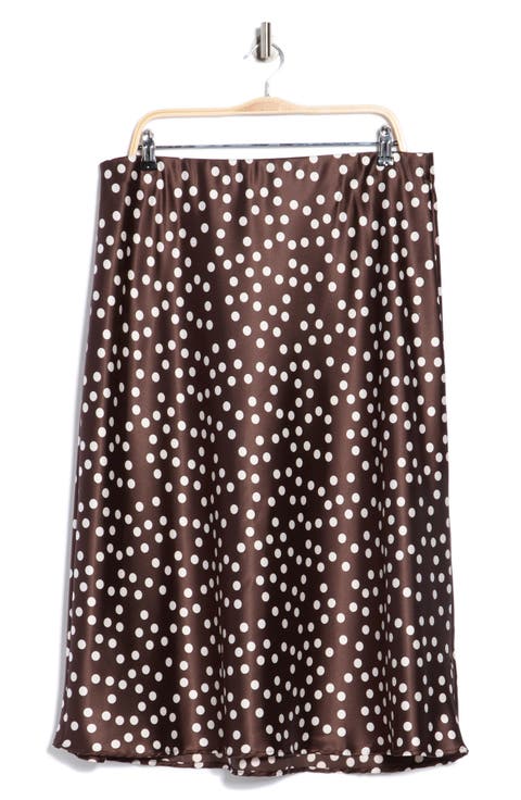 Polka Dot Print Maxi Skirt (Plus)
