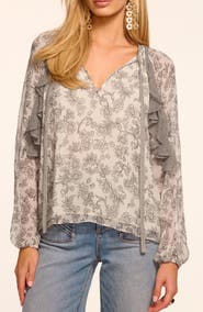 Ramy Brook Emily Ruffle Tie Neck Silk Top