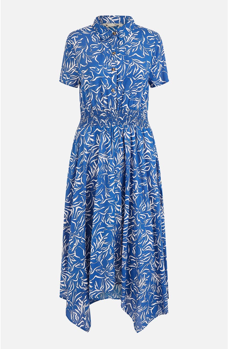 Yumi Printed Midi Ruched Shirt Dress, Alternate, color, Blue